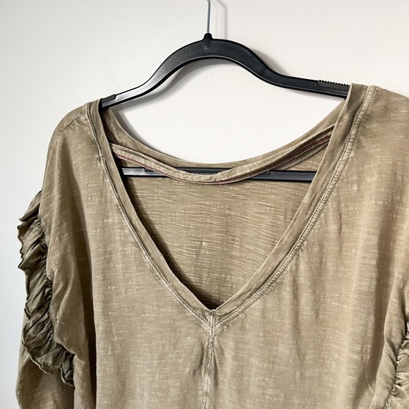 Anthropologie Pilcro Ruffled Open Back Tunic Tee Top Moss Green Womens Medium - Picture 9 of 14